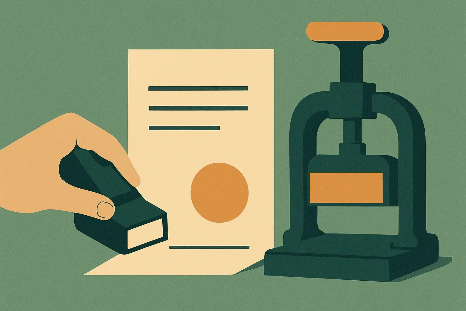 Flat vector illustration contrasting a personal pre-check with the official departmental check