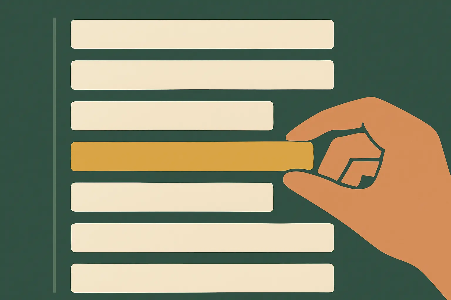 Flat vector illustration of a consistent reference list being assembled alphabetically