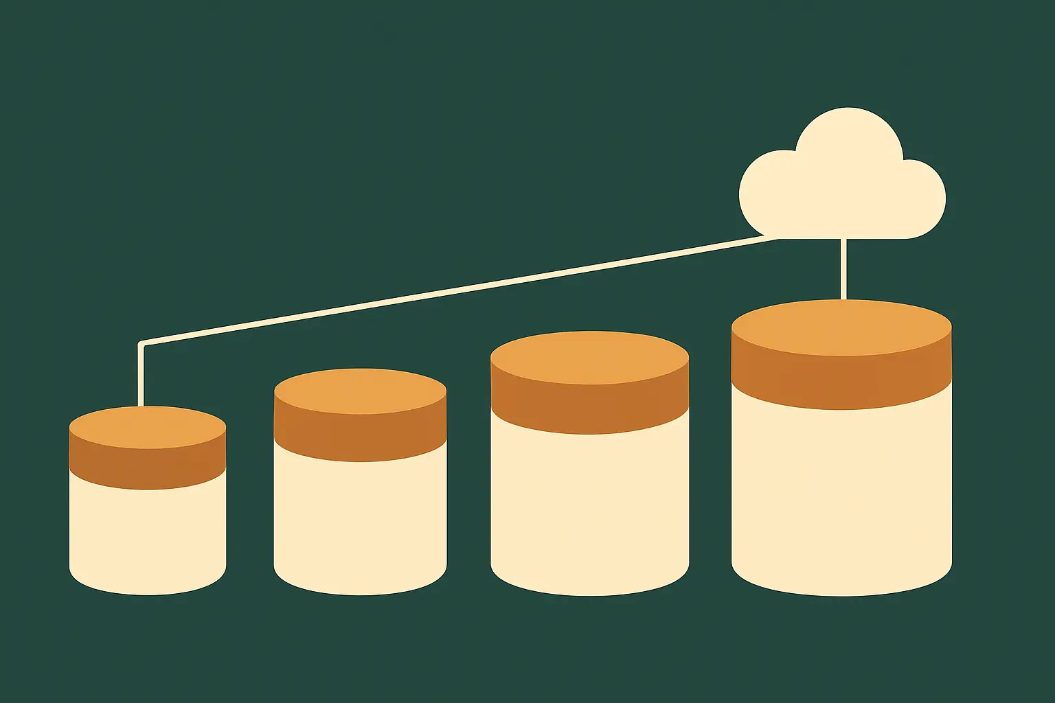 Flat vector illustration of cloud storage limits shown as containers of different capacity