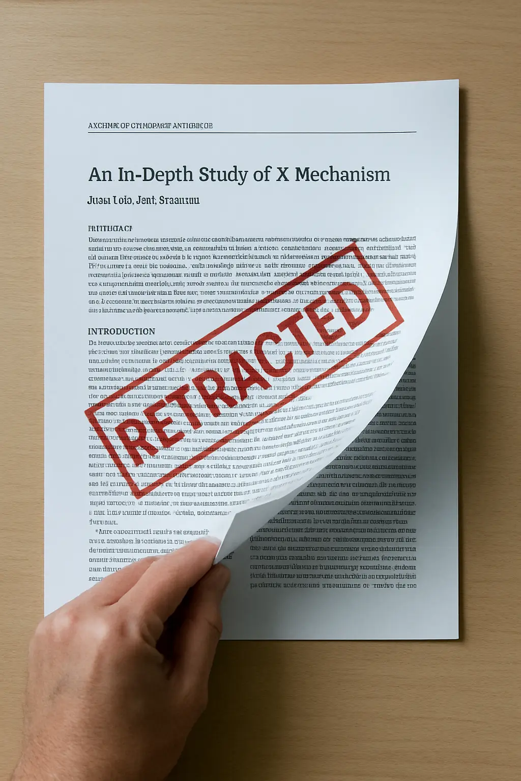 The first page of a printed journal article bearing a withdrawal notice across it
