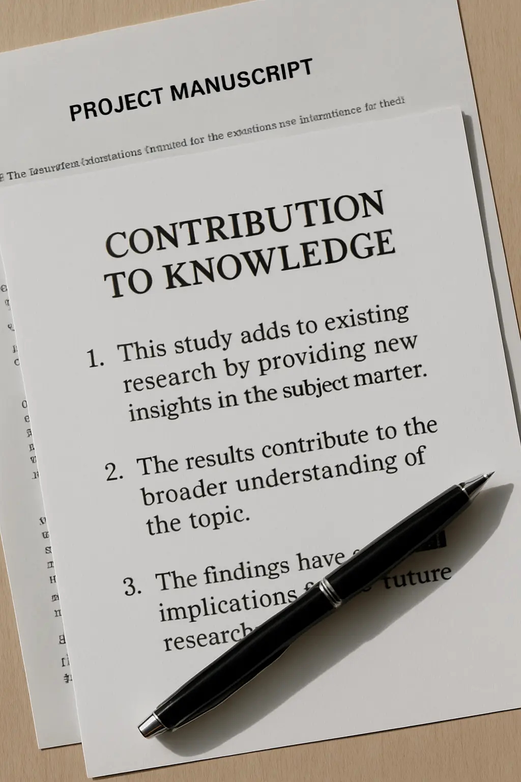 A printed page headed Contribution to Knowledge with three short numbered statements