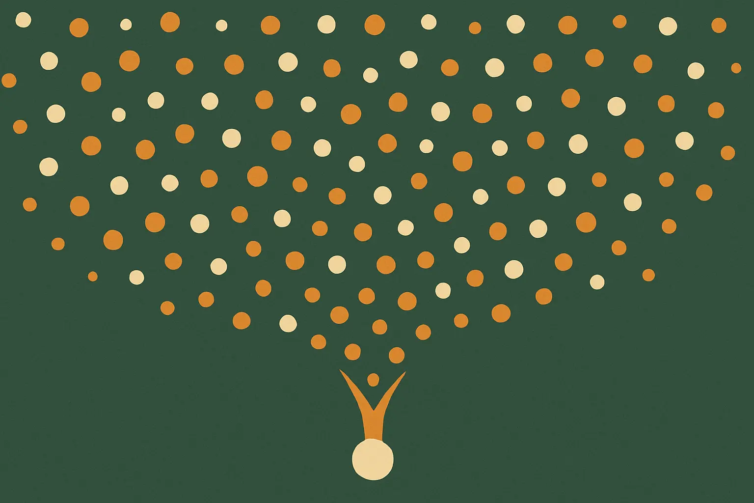 Flat vector illustration of a broad research background narrowing to a single problem statement