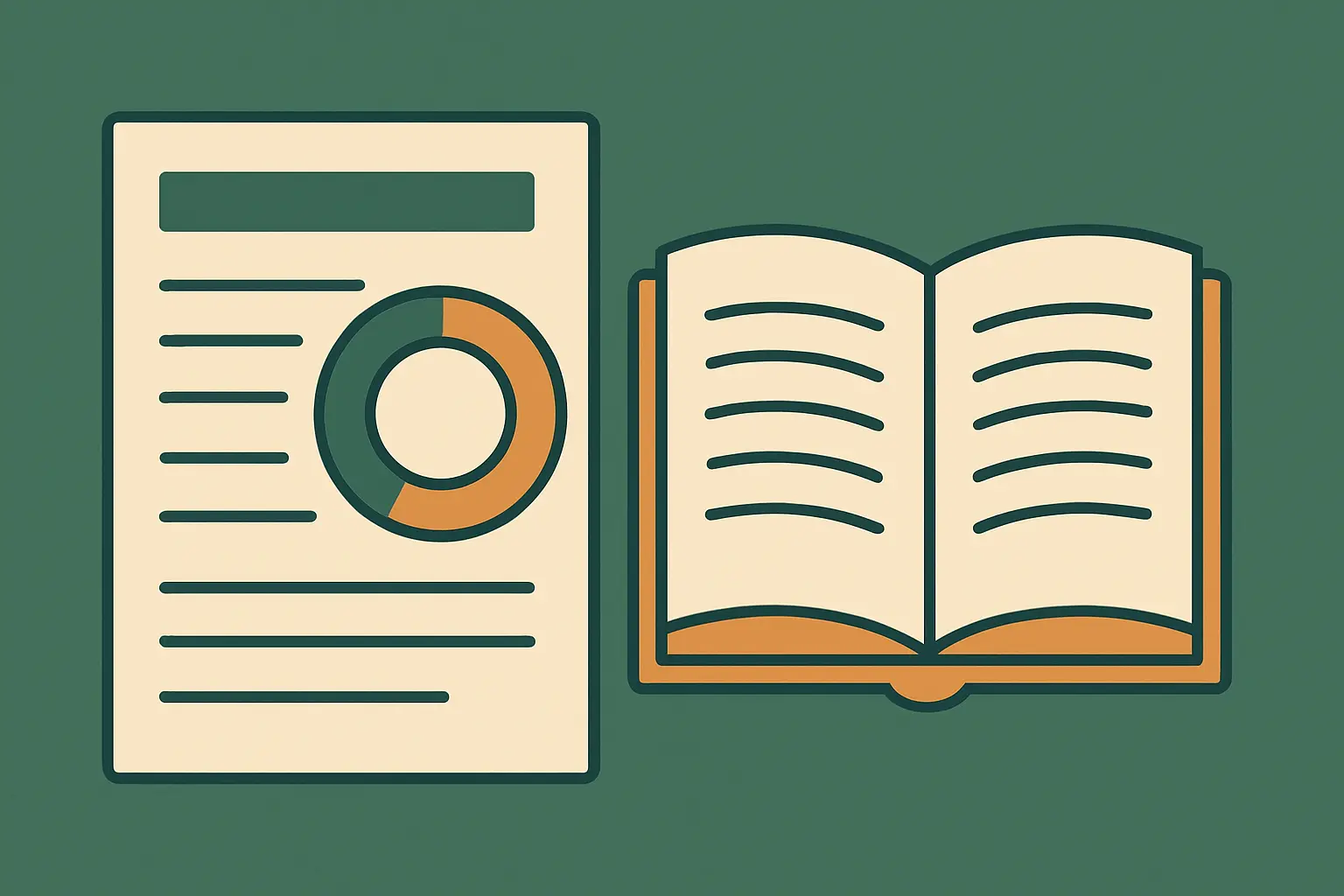 Flat vector illustration of a similarity report percentage being questioned against a policy document
