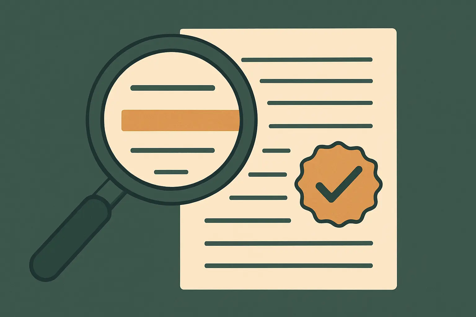 Flat vector illustration of a programme being checked against an accreditation register