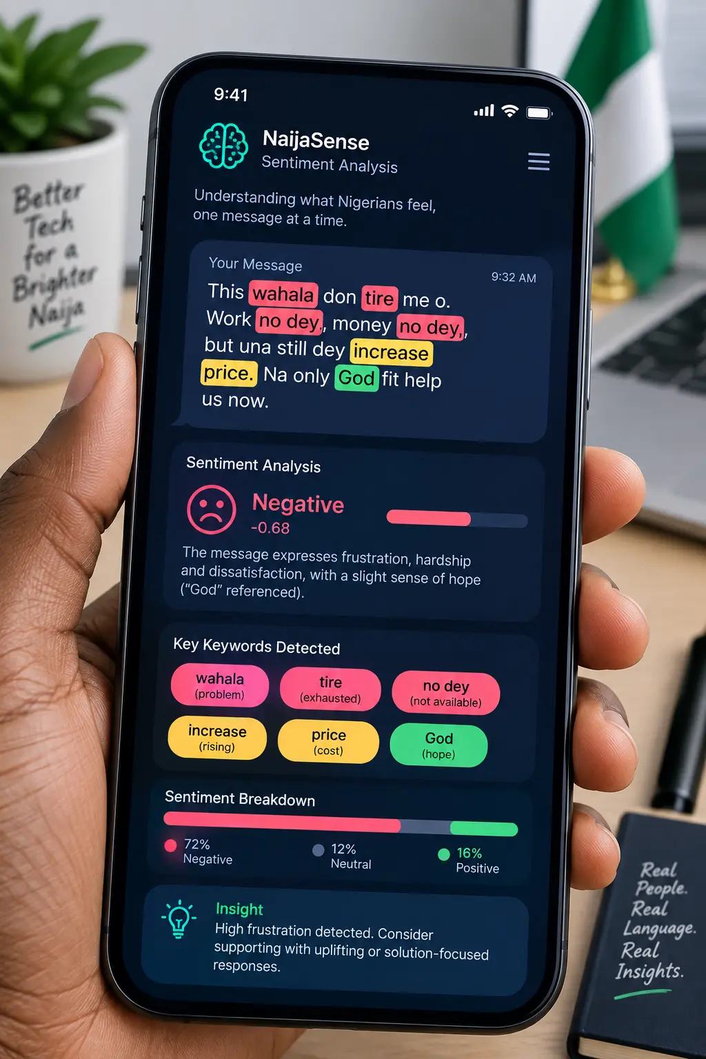 Sentiment analysis of Nigerian Pidgin text on a smartphone for an NLP final year project