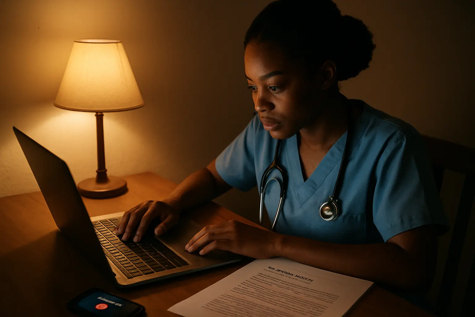 Nursing student drafting a Chapter Three methodology section while waiting on hospital access