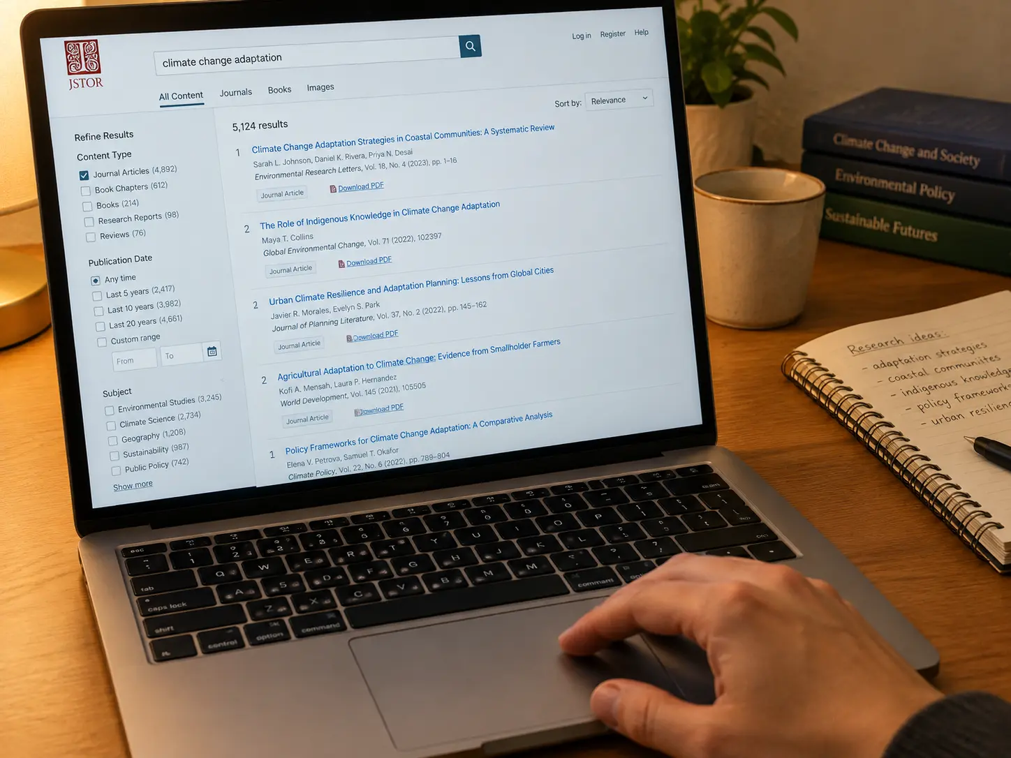 A close-up of a laptop screen showing dental journal search results
