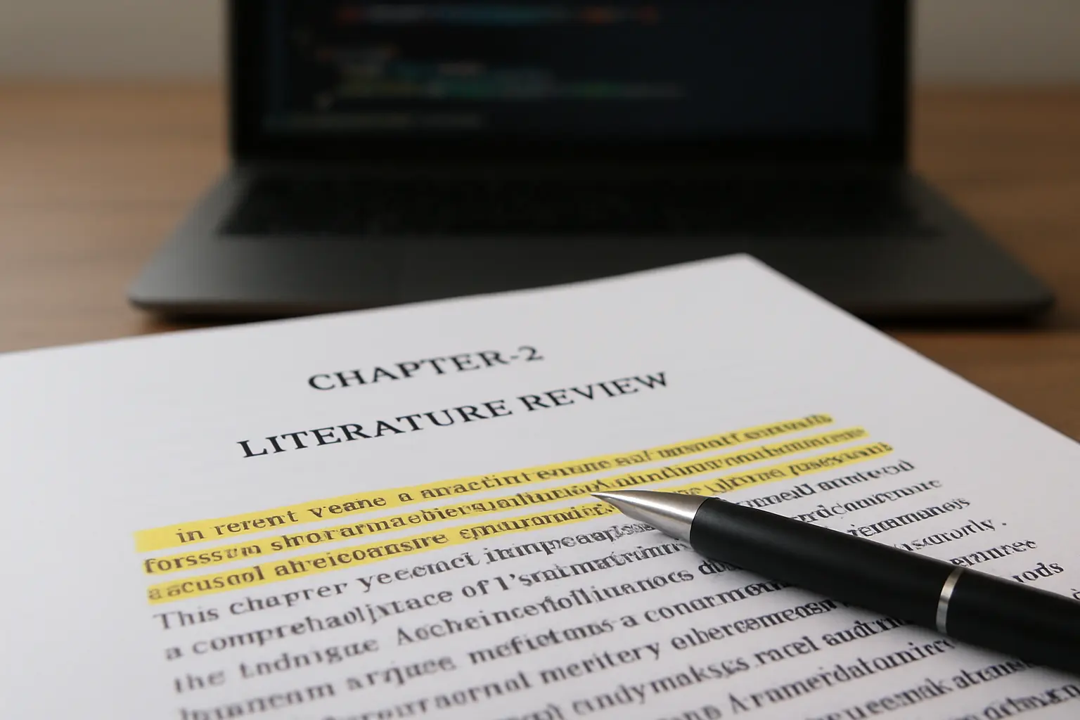 Printed thesis page with a highlighted limitations paragraph and a pen