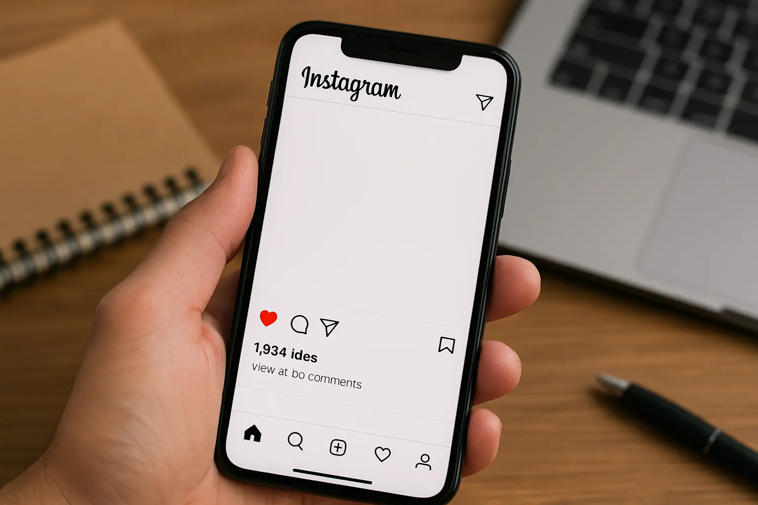 Instagram post analytics screen showing likes comments and shares on a smartphone