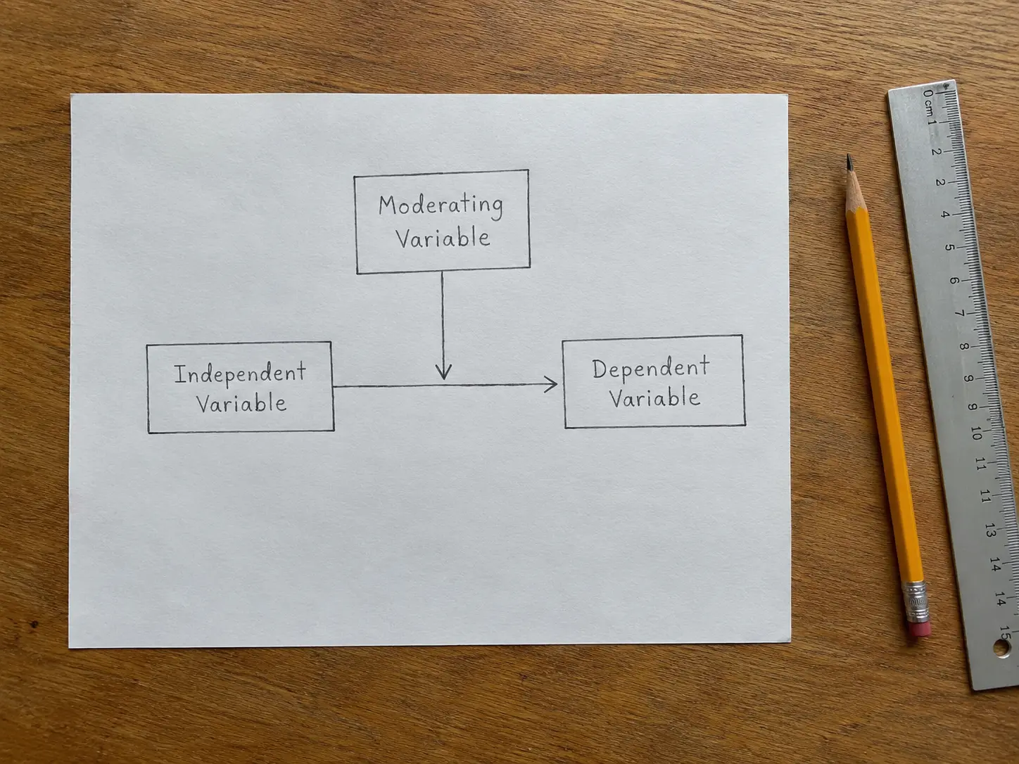 A hand-drawn conceptual framework diagram with variable boxes and arrows